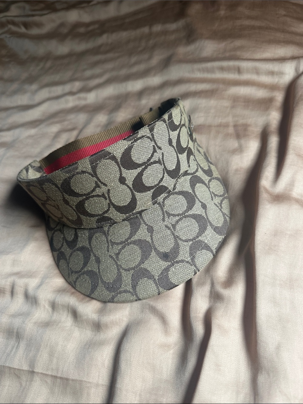 Coach Signature Canvas Visor in Taupe and Dark Brown